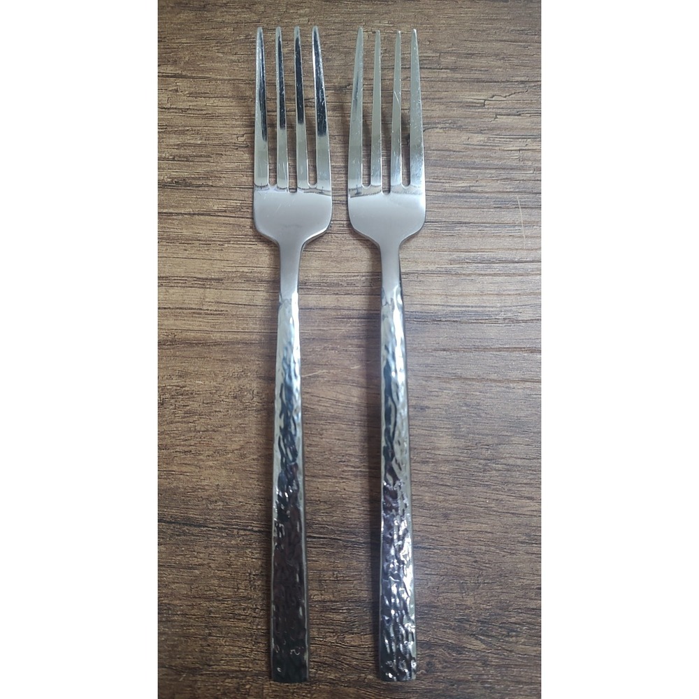 Cambridge INSPIRE Hammered Stainless Flatware Lot Of 2 Salad Forks